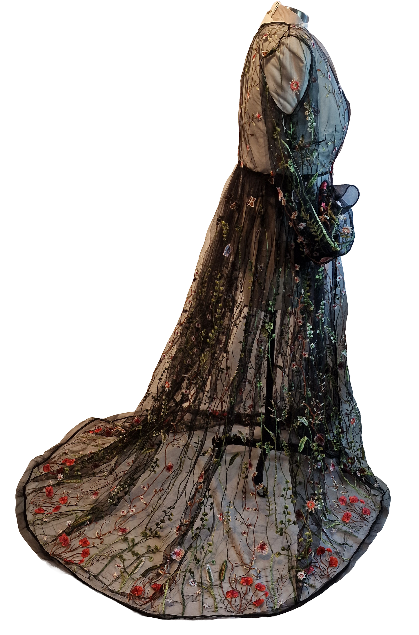 The Boann Project: Embroidered Black Tulle Robe