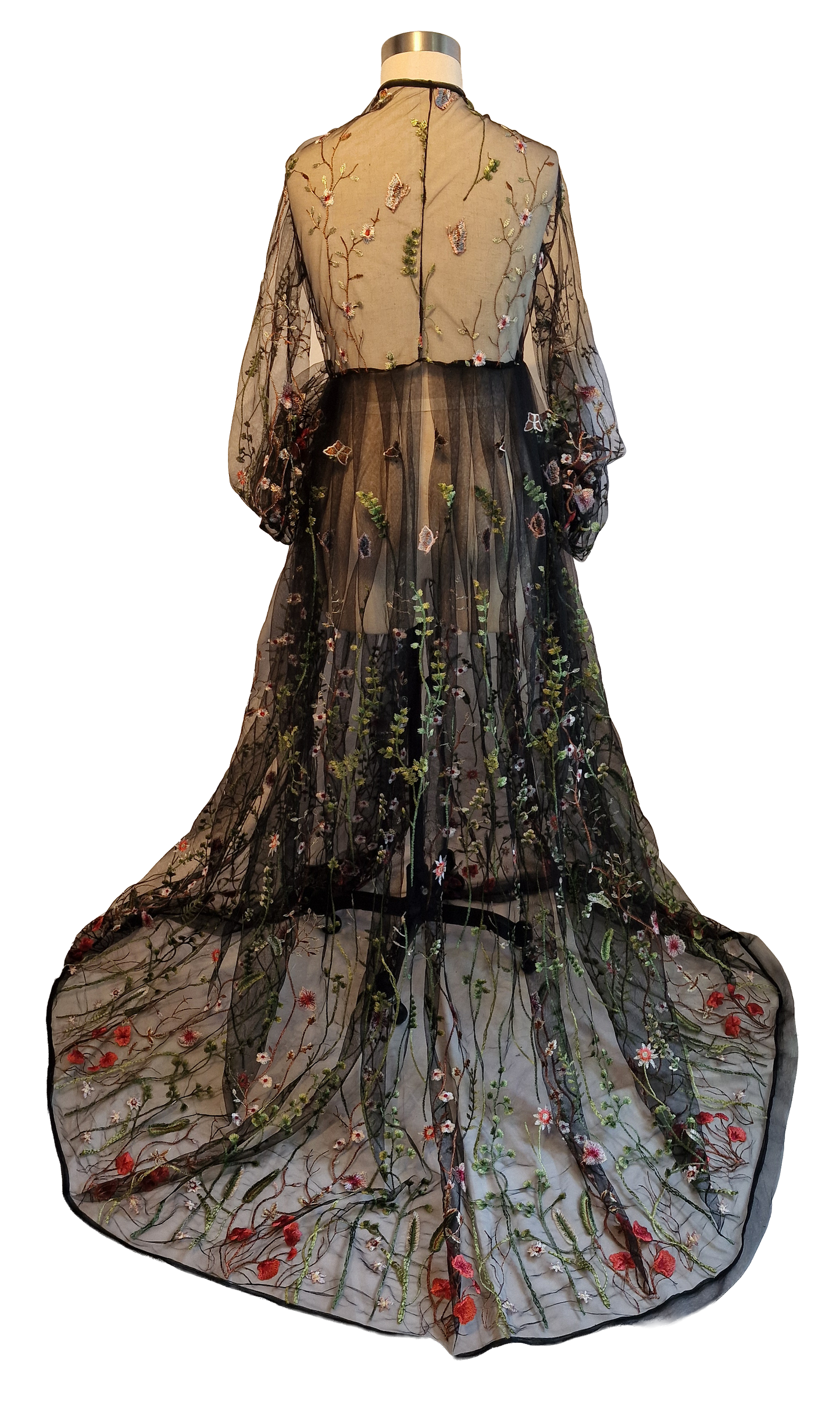 The Boann Project: Embroidered Black Tulle Robe
